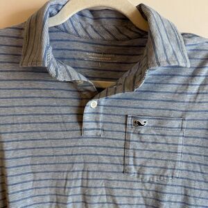 Boy's Vineyard Vines Edgartown Polo Short Sleeve Blue Stripe Size L (16) EUC